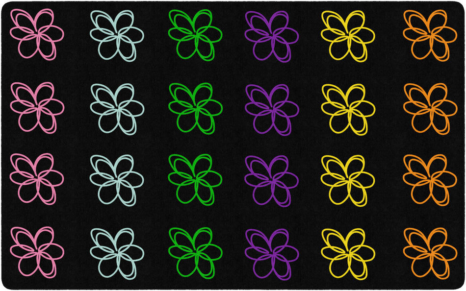FLOWER SAMPLER BLACK MULTI RECTANGLE CARPETS 10'6" X 13'2"