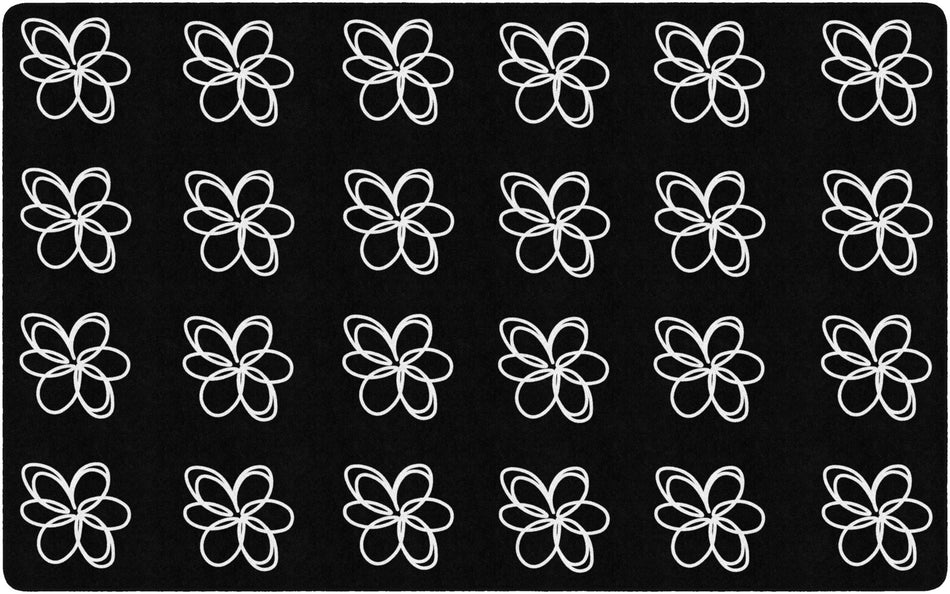 FLOWER SAMPLER BLACK AND WHITE RECTANGLE CARPETS 7'6" X 12'