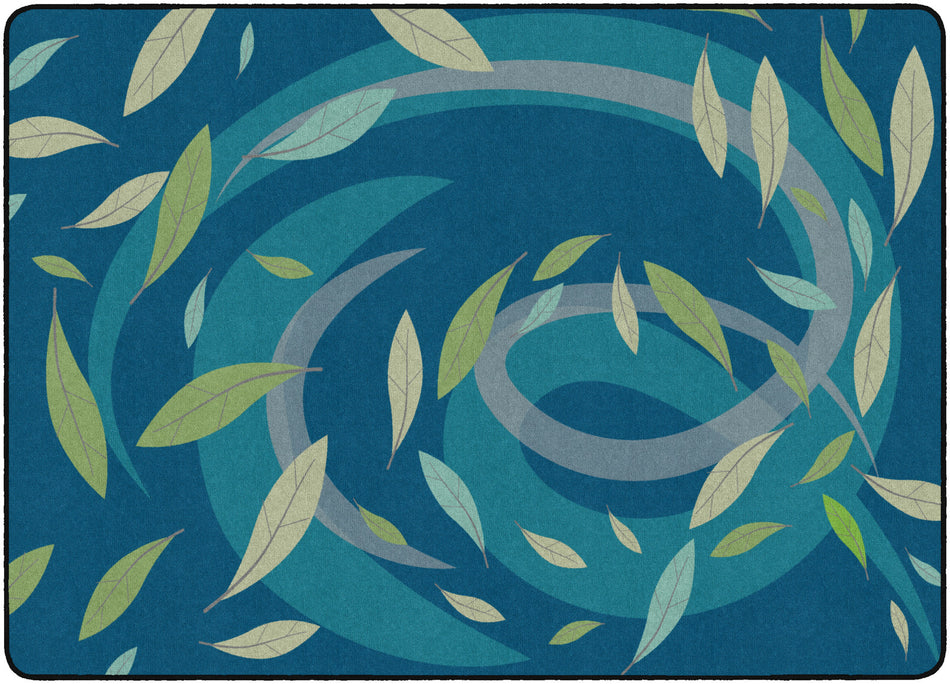 TRANQUIL LEAVES BLUE RECTANGLE CARPETS 6' X 8'4"