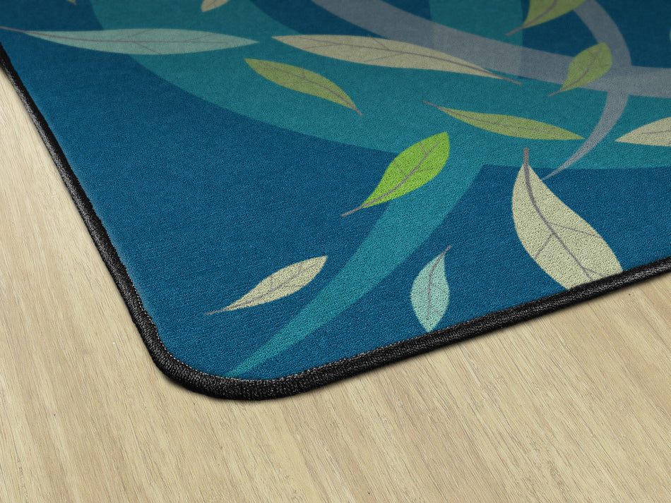 TRANQUIL LEAVES BLUE RECTANGLE CARPETS 6' X 8'4"
