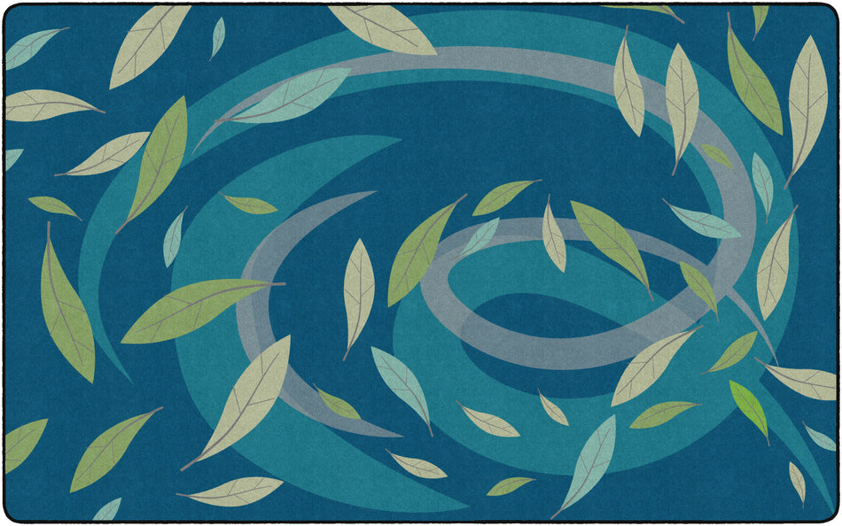 TRANQUIL LEAVES BLUE RECTANGLE CARPETS 7'6" X 12'