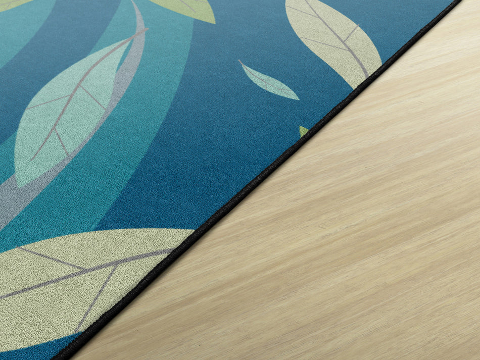 TRANQUIL LEAVES BLUE RECTANGLE CARPETS 7'6" X 12'