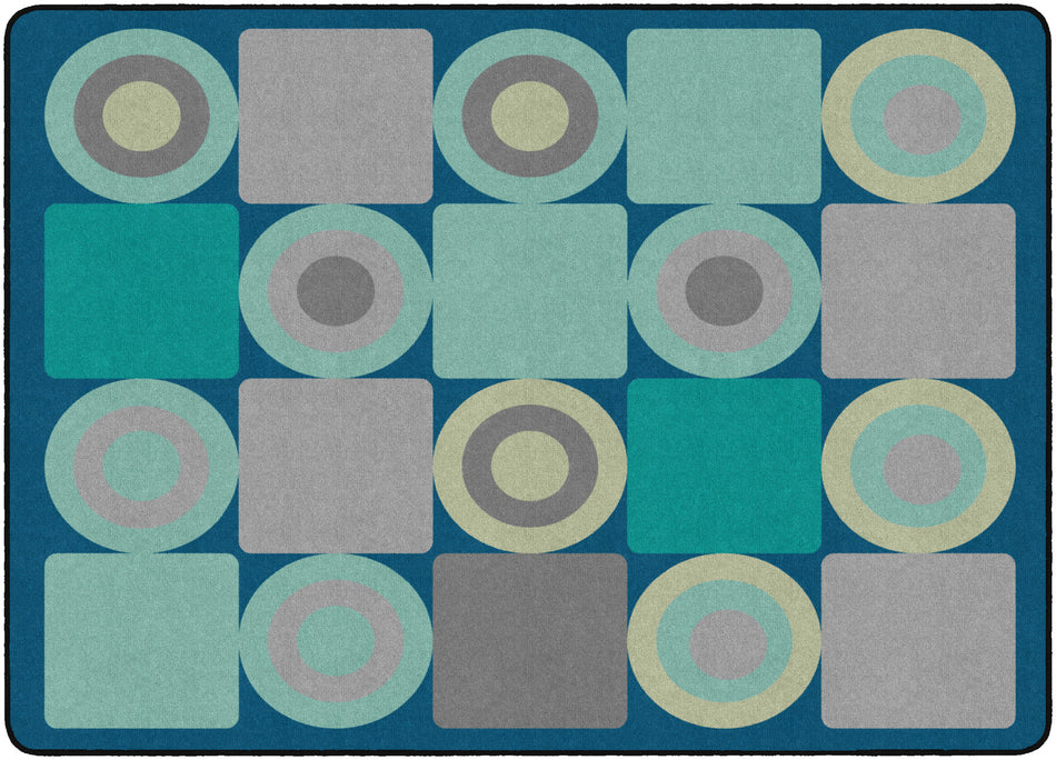 TRANQUIL SQUARES BLUE RECTANGLE CARPETS 6' X 8'4"