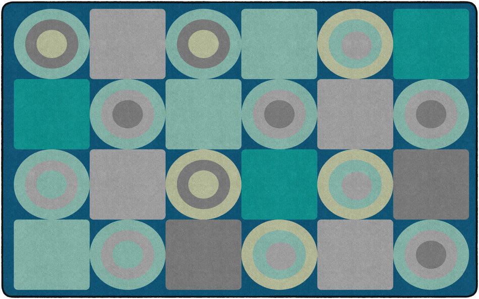 TRANQUIL SQUARES BLUE RECTANGLE CARPETS 7'6" X 12'