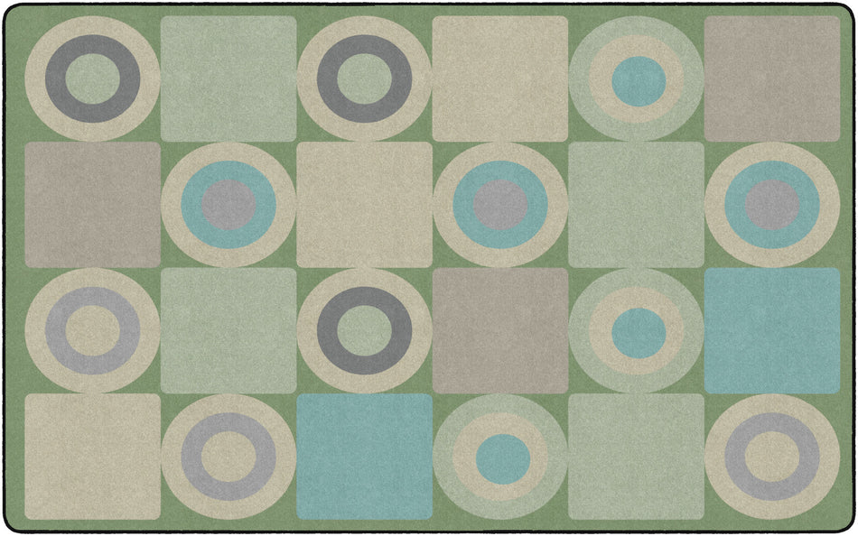 TRANQUIL SQUARES GREEN RECTANGLE CARPETS 7'6" X 12'