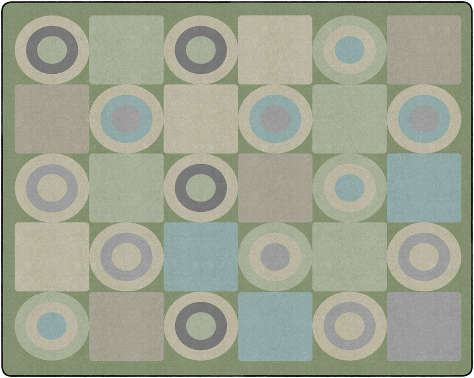 TRANQUIL SQUARES GREEN RECTANGLE CARPETS 10'6" X 13'2"