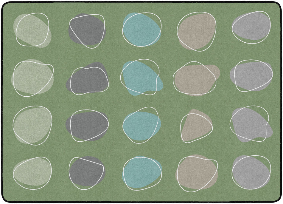 CALM SPOTS GREEN RECTANGLE CARPETS 6' X 8'4"