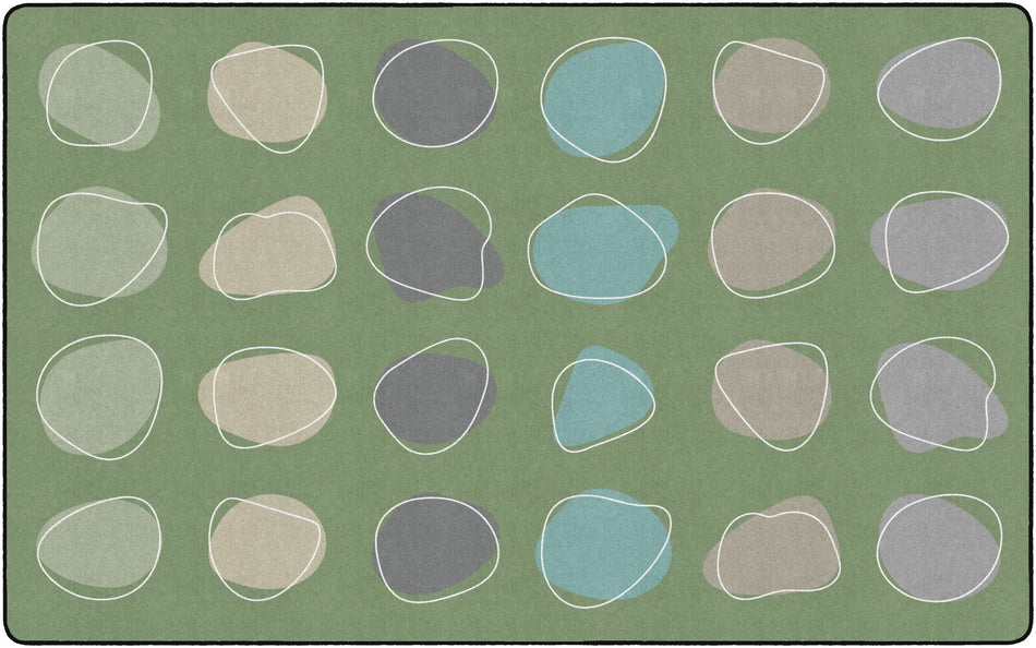 CALM SPOTS GREEN RECTANGLE CARPETS 7'6" X 12'