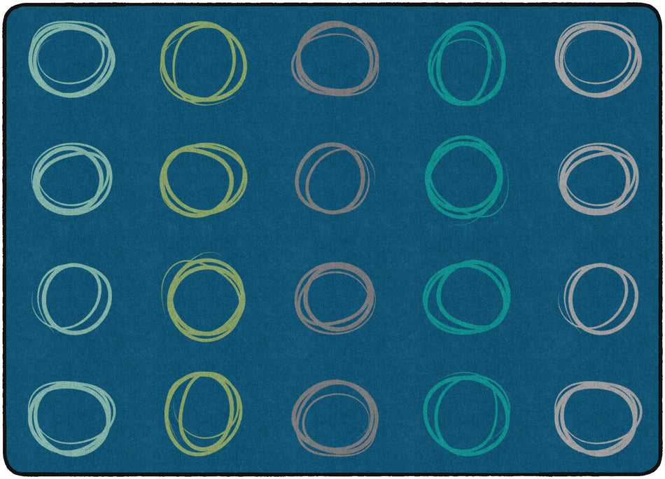 CIRCLE SAMPLER CALMING BLUE RECTANGLE CARPETS 6' X 8'4"