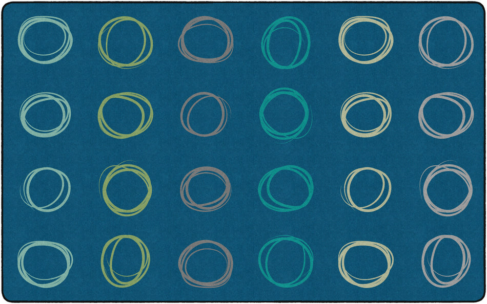 CIRCLE SAMPLER CALMING BLUE RECTANGLE CARPETS 7'6" X 12'