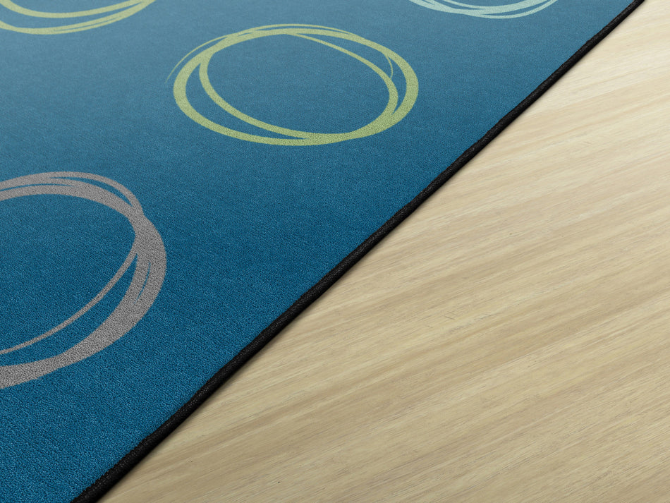 CIRCLE SAMPLER CALMING BLUE RECTANGLE CARPETS 7'6" X 12'