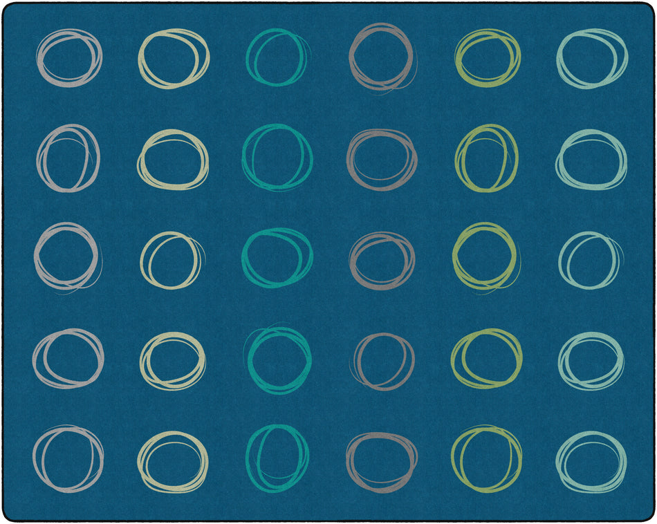 CIRCLE SAMPLER CALMING BLUE RECTANGLE CARPETS 10'6" X 13'2"