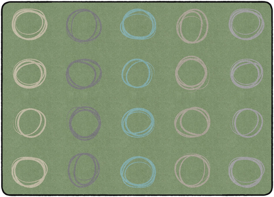 CIRCLE SAMPLER CALMING GREEN RECTANGLE CARPETS 6' X 8'4"