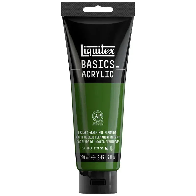 BASICS Acrylic Paint, 250 mL, Tube, Hooker’s Green Hue Permanent