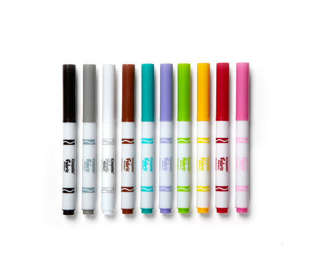Crayola® Fabric Markers, 10 colors, Fine Line (BIN588626)