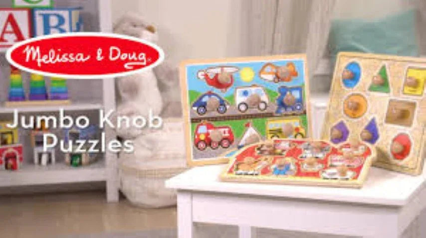 Melissa & Doug 15-1/2"" x 12" Farm Friends Jumbo Knob Wooden Puzzle - 8 Pieces, item 3391