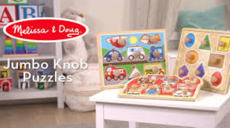 Melissa & Doug 15-1/2"" x 12" Farm Friends Jumbo Knob Wooden Puzzle - 8 Pieces, item 3391