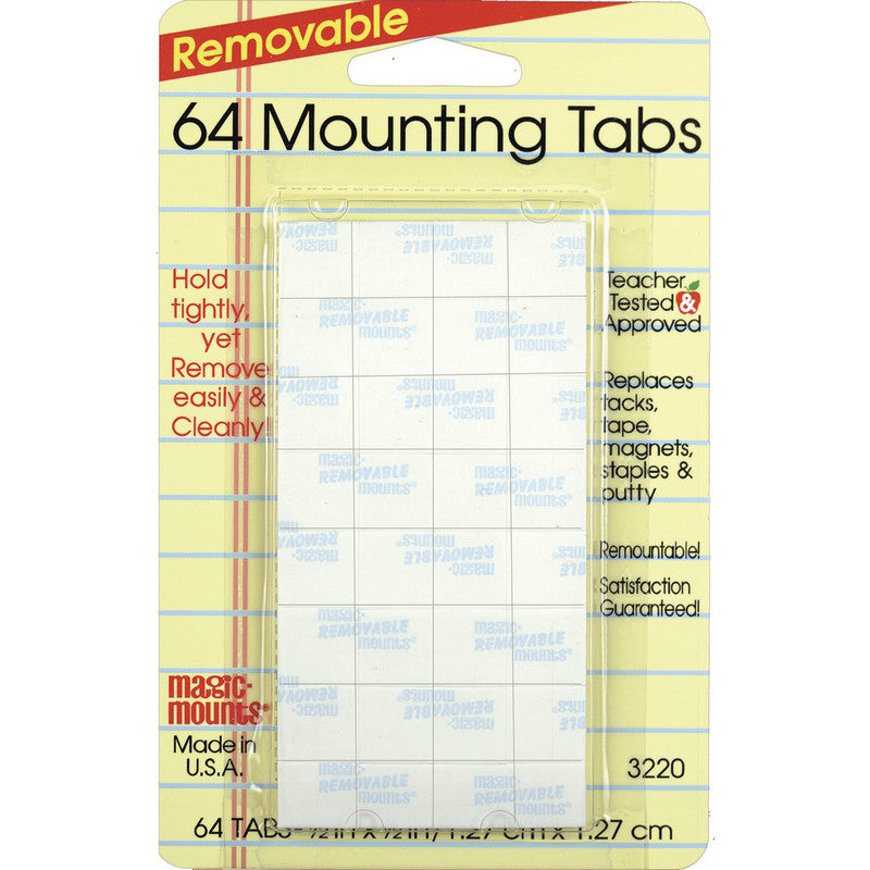 Removable Mounting Tabs, 1/2" x 1/2", Pack of 64
