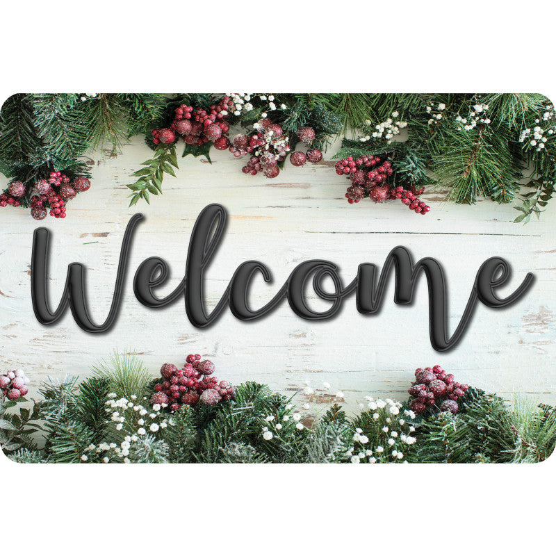 The Original Fun Mat&trade;, Welcome Mat, 15.5" x 23.5", Winter Garland Berries Welcome