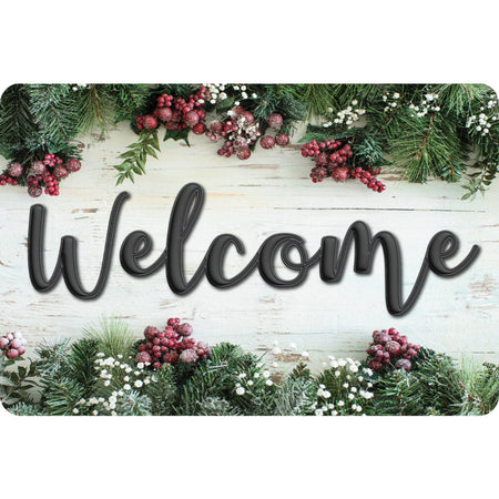 The Original Fun Mat&trade;, Welcome Mat, 15.5" x 23.5", Winter Garland Berries Welcome