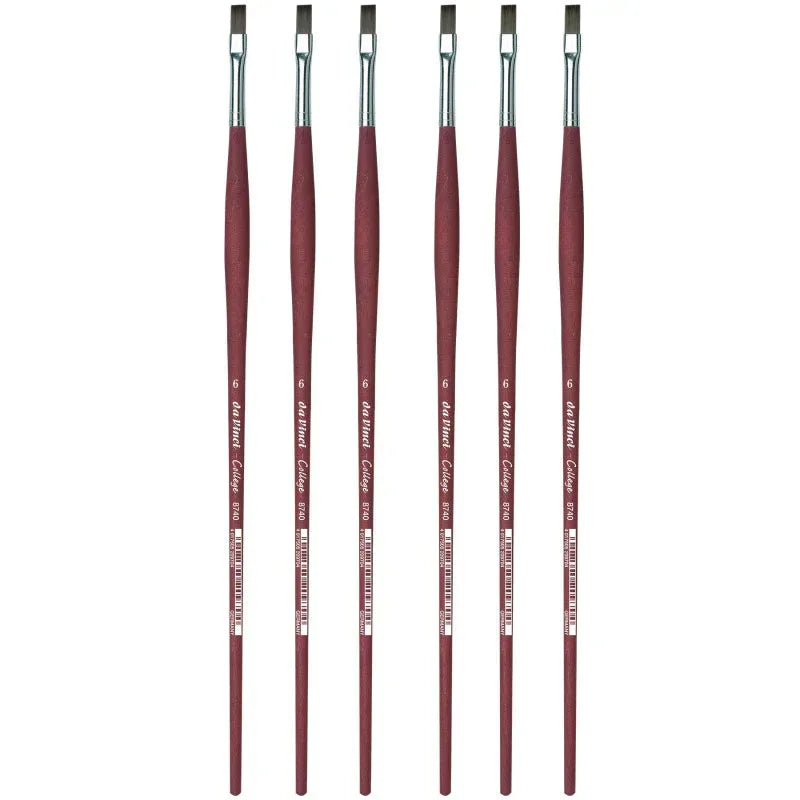 COLLEGE Student Brush, Synthetic, Acrylic & Oil, Flat, Series 8740, Size 6, Pack of 6
