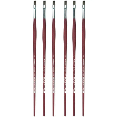 COLLEGE Student Brush, Synthetic, Acrylic & Oil, Flat, Series 8740, Size 6, Pack of 6