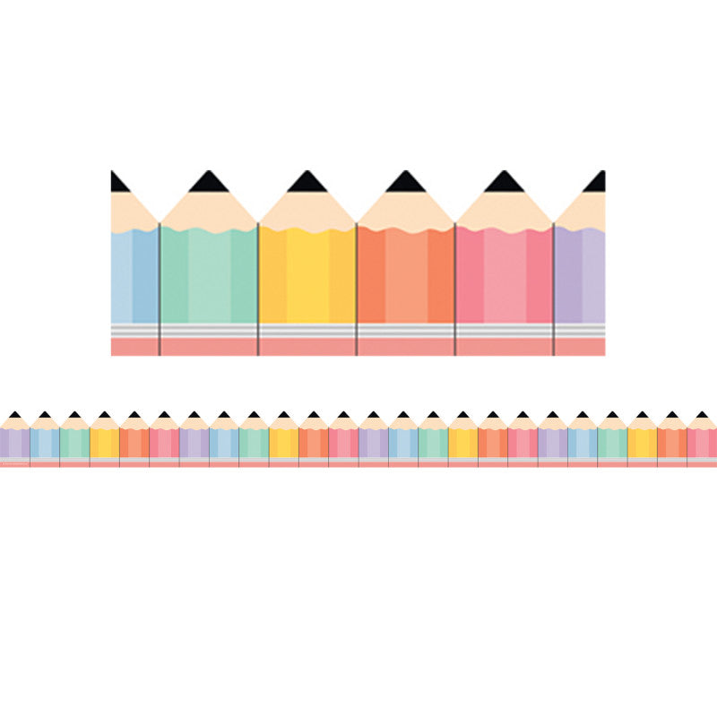 Multicolor Pencils Die-Cut Decorative Border Trim, 35 ft