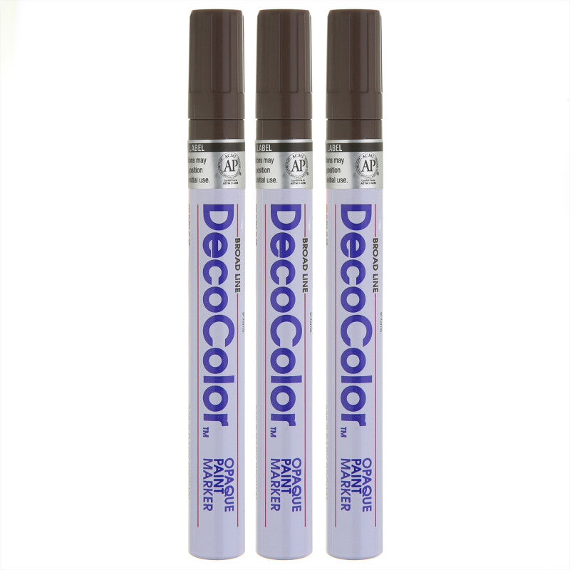 DecoColorÂ® Paint Marker, Broad Tip, 300-S, Dark Brown #18, Set of 3