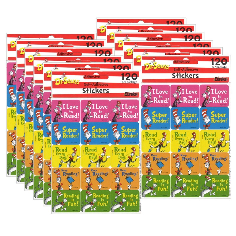Cat in the Hat&trade; Reading Success Stickers, 120 Per Pack, 12 Packs