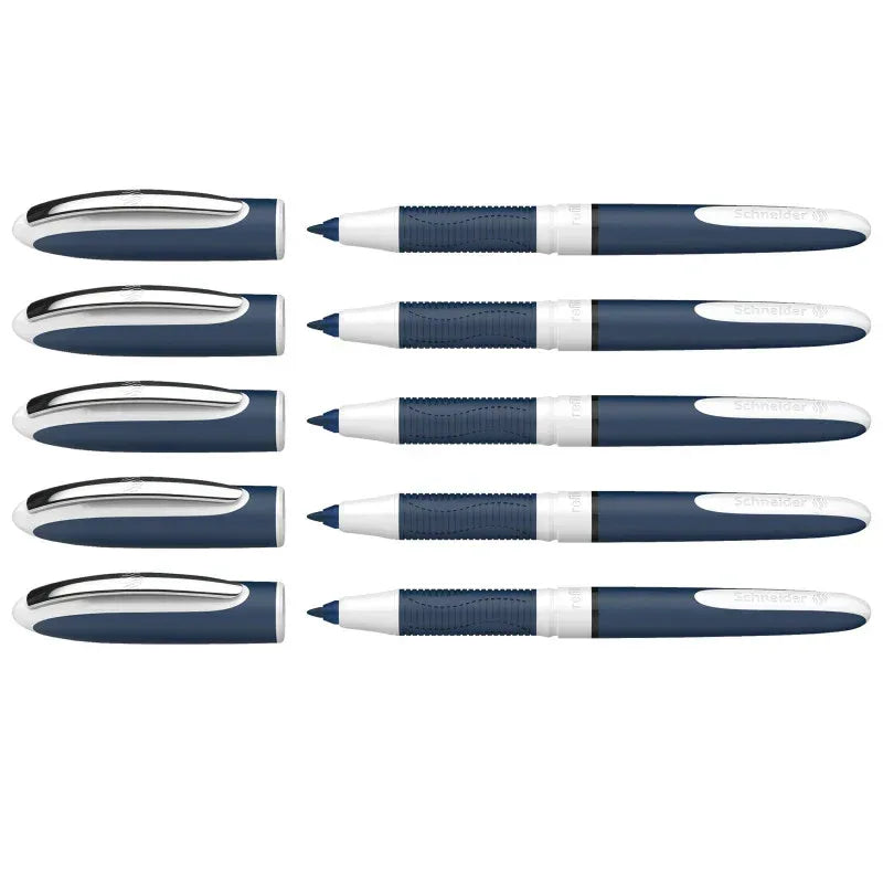 One Change Refillable Rollerball Pens, 0.6 mm, Black, Pack of 5
