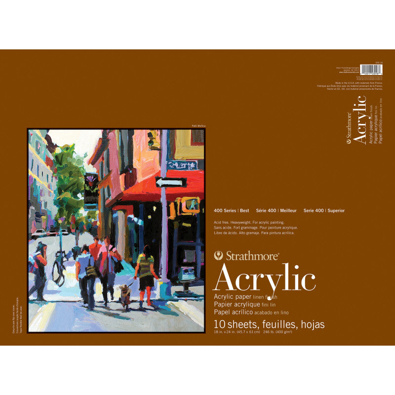 400 Series Acrylic Paper Pad, Glue Binding, 10 Sheet, 18x24 in