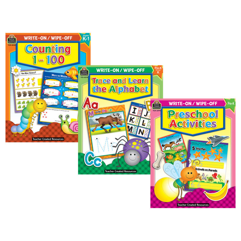 Early Learning Write & Wipe Activity Book Kit &ndash; Alphabet, Numbers & Preschool Skills