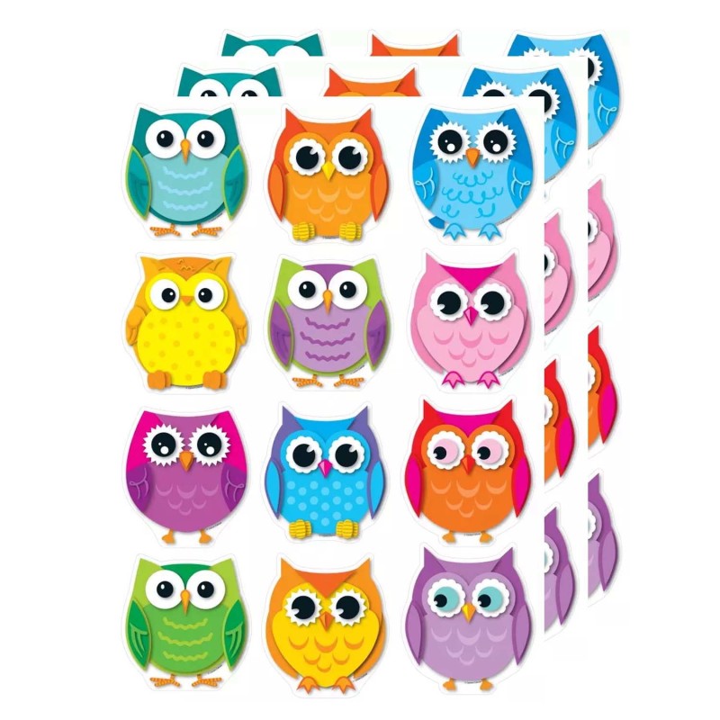 Colorful Owls Cut-Outs, 36 Per Pack, 3 Packs