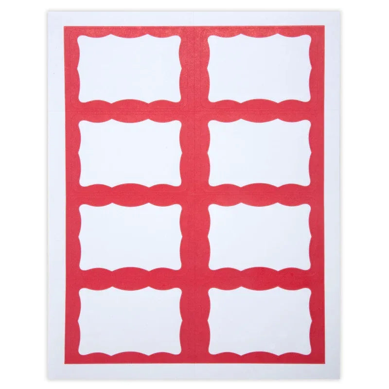 Adhesive Badges, Red Border, Pack of 200