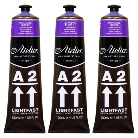 A2 Heavy Body Lightfast Artist Acrylic, 4 oz., Dioxazine Purple Hue, Pack of 3
