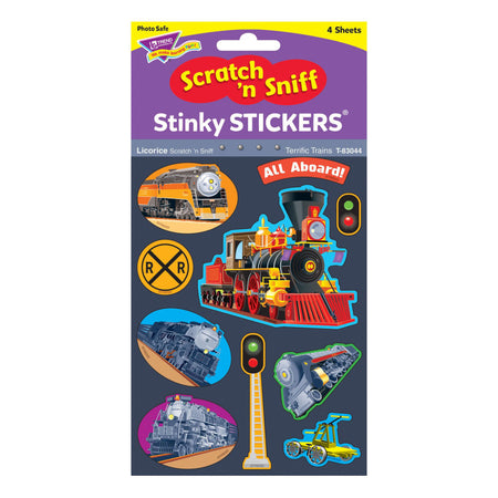 Terrific Trains/Licorice Mixed Shapes Stinky Stickers&reg;, 40 ct.
