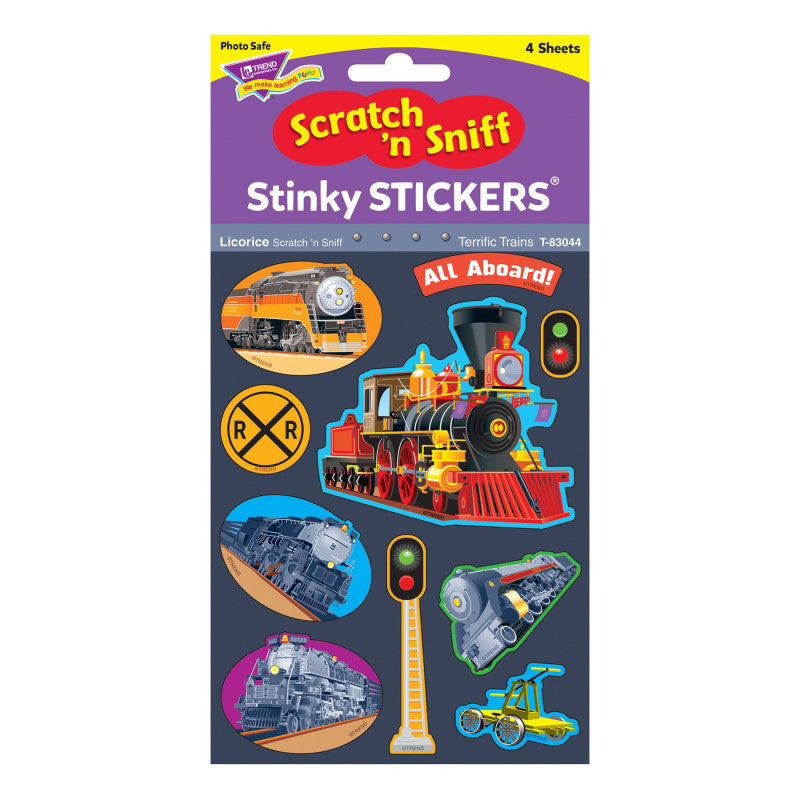 Terrific Trains/Licorice Mixed Shapes Stinky Stickers&reg;, 40 ct.
