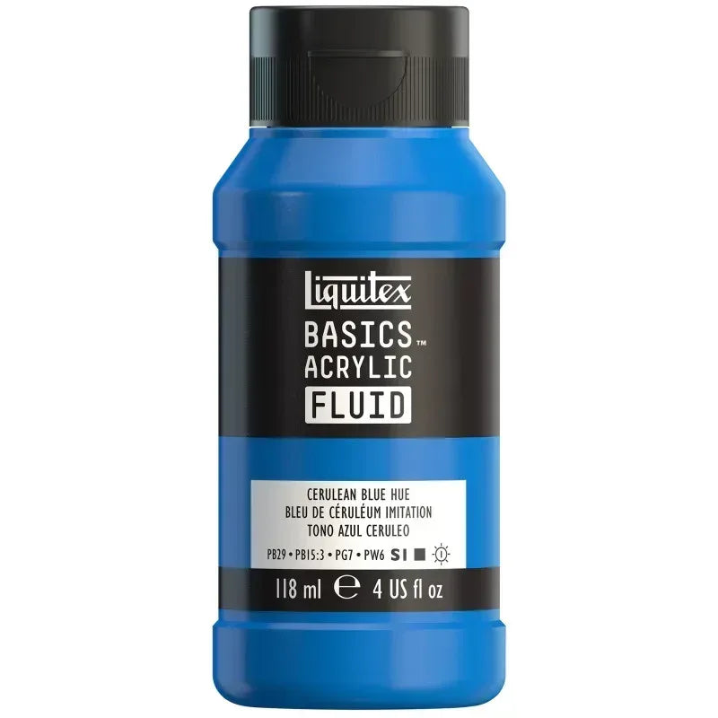 BASICS Acrylic Fluid, 118 mL Bottle, Cerulean Blue Hue