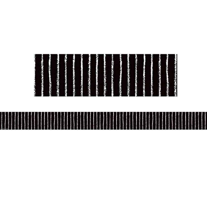 Black With White Pinstripes Straight Border Trim, 35 Feet