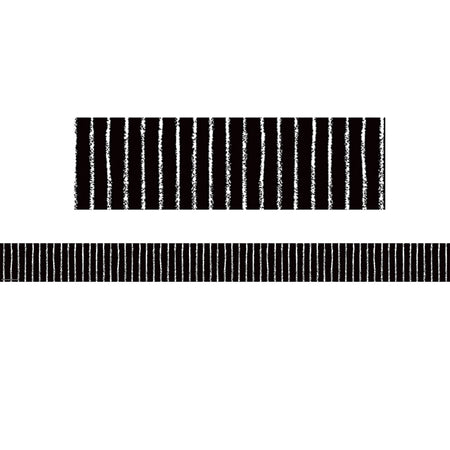 Black With White Pinstripes Straight Border Trim, 35 Feet