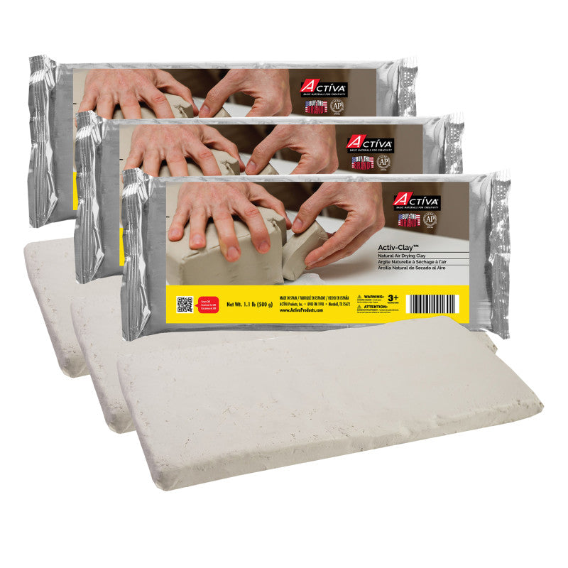 Activ-Clayâ¢ Air Drying Clay, Extra White, 1.1 lb (500 g), Pack of 3
