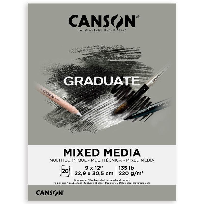 Graduate Toned Mixed Media Pad, Gray, 20 Sheets, 9 x 12 in