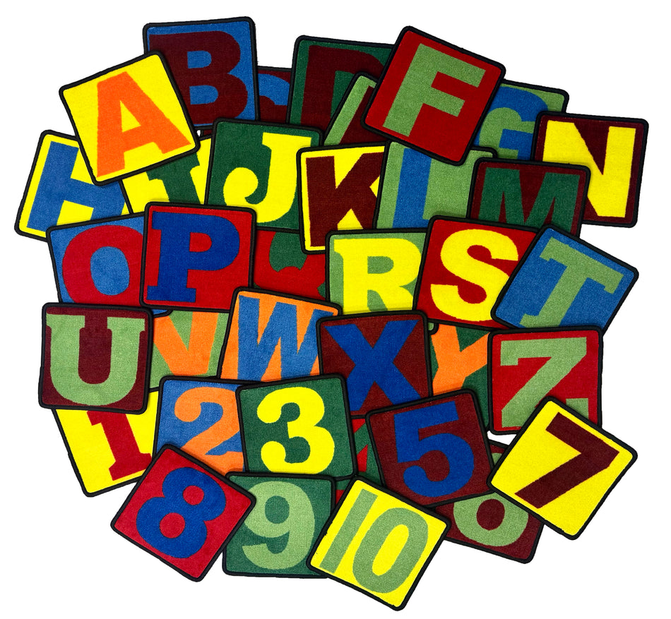 BUILDING BLOCKS (SET) (includes 26 alphabet letters & #s 1-10) SQUARE CARPETS 12" x 12"