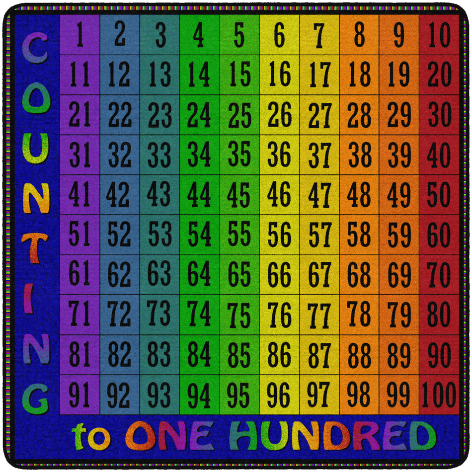 COUNTING TO 100 SQUARE CARPETS 6' X 6'