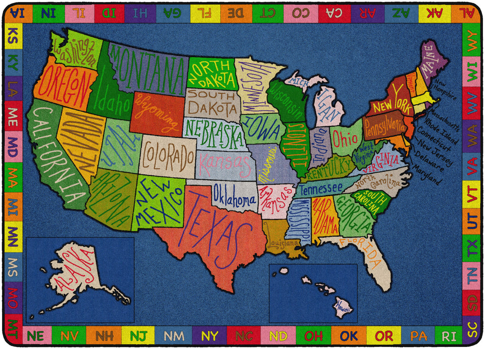 MY AMERICA DOODLE MAP  RECTANGLE CARPETS 6'x8'4