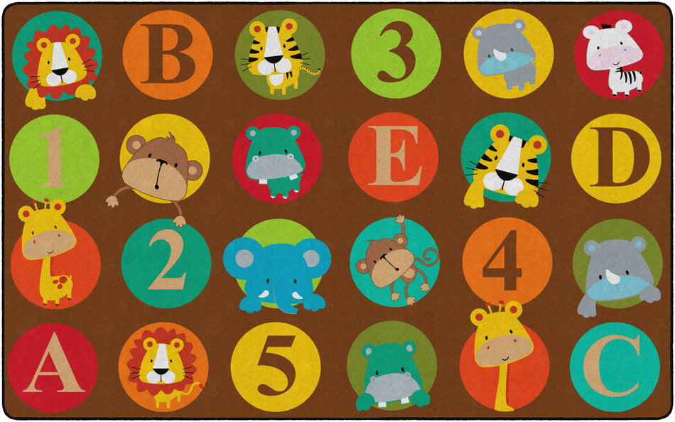 ABC AND 123 ANIMALS (DARK) (Seats 24) RECTANGLE CARPETS 7'6 x 12'