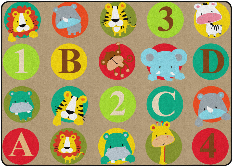 ABC AND 123 ANIMALS (LIGHT) (Seats 20) RECTANGLE CARPETS 6'x8'4