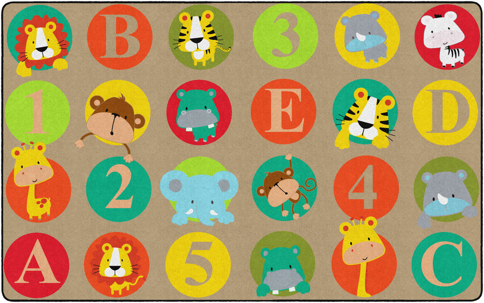 ABC AND 123 ANIMALS (LIGHT) (Seats 24) RECTANGLE CARPETS 7'6 x 12'