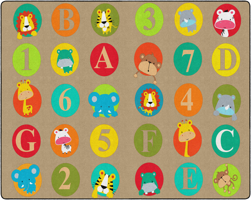 ABC AND 123 ANIMALS (LIGHT) (Seats 30) RECTANGLE CARPETS 10'6 x 13'2