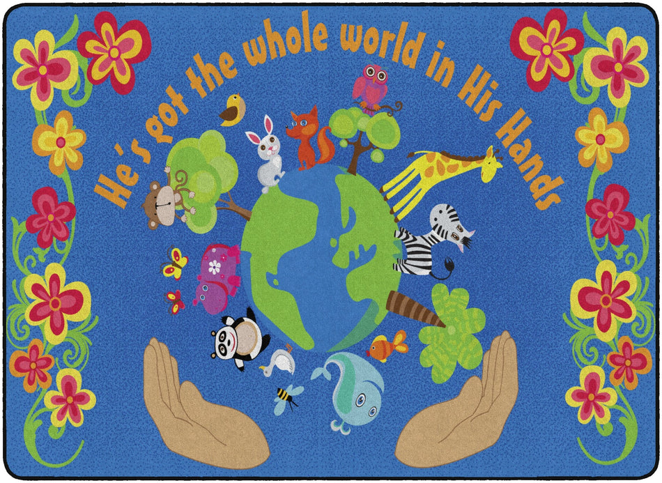 HE'S GOT THE WHOLE WORLD IN HIS HANDS RECTANGLE CARPETS 6'x8'4